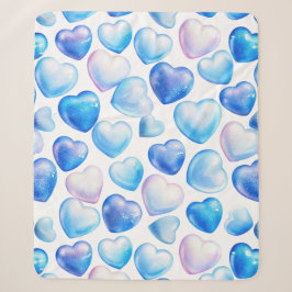 Blauw Aquarel Hart Sherpa Deken (Midden)