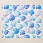 Blauw Aquarel Hart Sherpa Deken (Midden) (Voorkant (horizontaal))