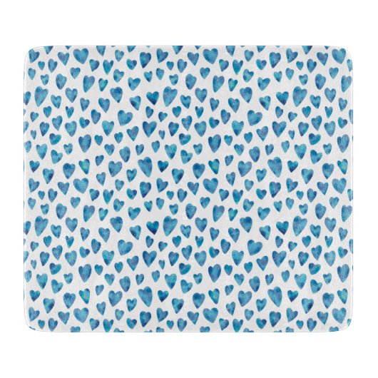 Blauw Aquarel Hart Snijplank (Voorkant)