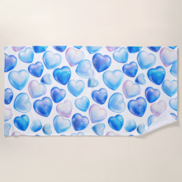 "Blauw Aquarel Hart Strandhanddoek" Strandlaken