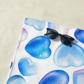 "Blauw Aquarel Hart Strandhanddoek" Strandlaken (In situ)