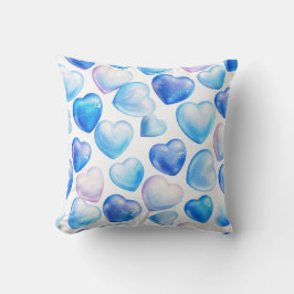 Blauw Aquarel Hart Worp Kussen