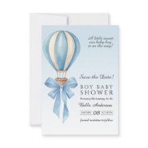 Blauw Aquarel Heet Luchtballon Jongen Baby Borrel