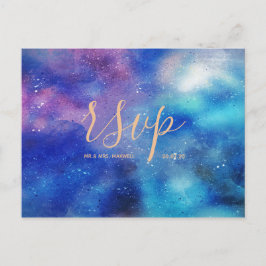 Blauw Aquarel Hemel Bruiloft Rsvp Uitnodiging Briefkaart