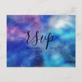 Blauw Aquarel Hemel Bruiloft Rsvp Uitnodiging Briefkaart
