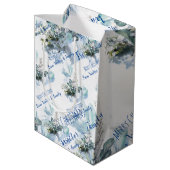 Blauw aquarel herfst Aangepaste naam Kerstcadeau Medium Cadeauzakje (Achterkant Gekanteld)