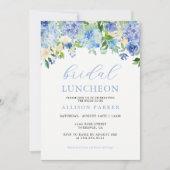 Blauw Aquarel Hydrangea Bloemstuk Bruiloft Luncheo Kaart (Voorkant)