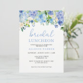 Blauw Aquarel Hydrangea Bloemstuk Bruiloft Luncheo Kaart (Staand voorkant)