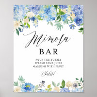 Blauw Aquarel Hydrangea Bruidsdouche Mimosa Bar