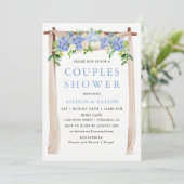 Blauw Aquarel Hydrangea Koppels Bruisfeest Kaart (Staand voorkant)