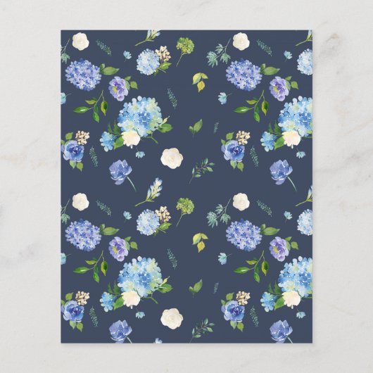 Blauw aquarel Hydrangea Trouwkaart (Achterkant)