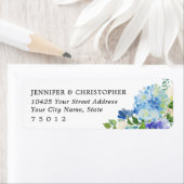 Blauw Aquarel hydrangea's Retouradreslabels Etiket (Insitu)