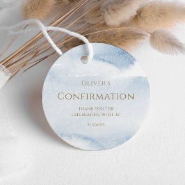 Blauw Aquarel Jongen Bevestiging Favor Tag Bedankjes Labels