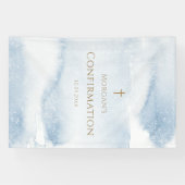 Blauw Aquarel Jongen Bevestiging Verticale Banner (Horizontaal)