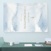 Blauw Aquarel Jongen Bevestiging Verticale Banner (Beurs)