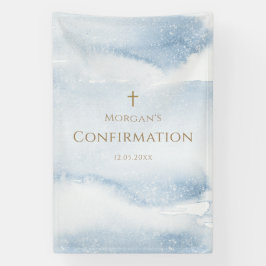 Blauw Aquarel Jongen Bevestiging Verticale Banner