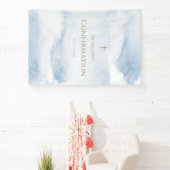 Blauw Aquarel Jongen Bevestiging Verticale Banner (Insitu)