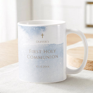 Blauw Aquarel Jongen Eerste Communie Koffiemok