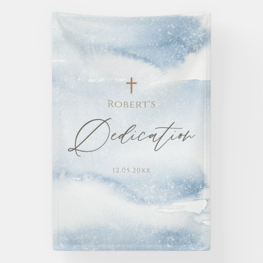 Blauw Aquarel Jongen Toewijding Verticale Banner (Verticaal)
