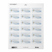 Blauw Aquarel Jongens Doop Adreslabel Etiket (Full Sheet)