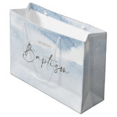 Blauw Aquarel Jongens Doop Grote Cadeautas (Voorkant Gekanteld)