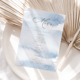 Blauw Aquarel Jongens Doop Menu Kaart