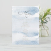 Blauw Aquarel Jongens Doop Menu Kaart (Staand voorkant)