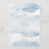 Blauw Aquarel Jongens Doop Menu Kaart (Voorkant)