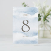 Blauw Aquarel Jongens Doop Tafelnummer (Staand voorkant)