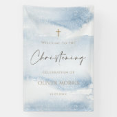 Blauw Aquarel Jongens Doop Verticale Banner (Verticaal)