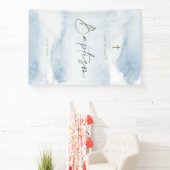 Blauw Aquarel Jongens Doop Verticale Banner (Insitu)