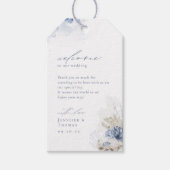 Blauw aquarel koraal & schelpen strand Bruiloft  Cadeaulabel (Voorkant)