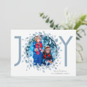 Blauw aquarel krans | Vrolijk Foto Feestdagenkaart (Staand voorkant)