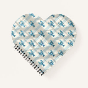Blauw Aquarel Kreeftpatroon op Kuststreep Notitieboek