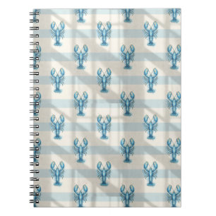 Blauw Aquarel Kreeftpatroon op Kuststreep Notitieboek