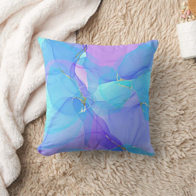 blauw aquarel kussen (Deken)