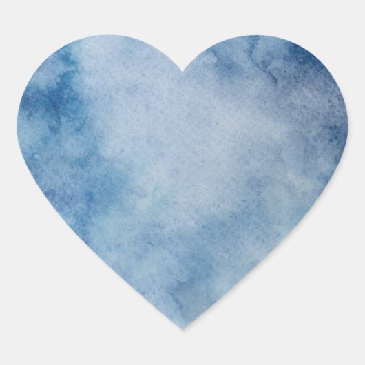 Blauw Aquarel Lege Sjabloon Hart Sticker (Voorkant)