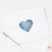 Blauw Aquarel Lege Sjabloon Hart Sticker (Envelop)