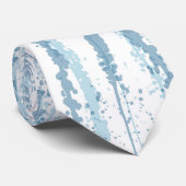 Blauw Aquarel Lijnpatroon Stropdas (Opgerold)