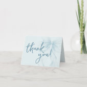 Blauw Aquarel Lint Baby Shower Vouwkaart Bedankkaart (Voorkant)