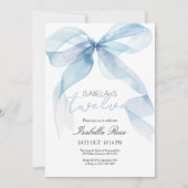 Blauw Aquarel Lint Verjaardagsuitnodiging Bedankkaart (Voorkant)