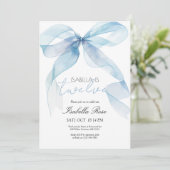 Blauw Aquarel Lint Verjaardagsuitnodiging Bedankkaart (Staand voorkant)