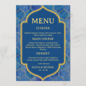 Blauw Aquarel Marokkaans Trouwmenu Menu (Voorkant)