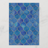 Blauw Aquarel Marokkaans Trouwmenu Menu (Achterkant)