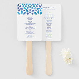 Blauw Aquarel Mediterraan Tegeltje Huwelijksprogra Handwaaier