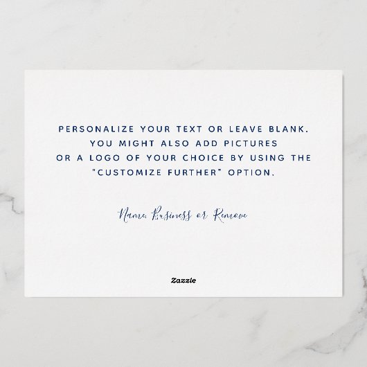 Blauw Aquarel Modern Goud Marmer Chic Bedankt Folie Feestdagenkaart (Achterkant)