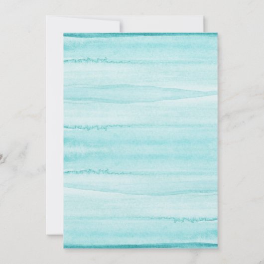 Blauw Aquarel Modern Jongens Doop Uitnodiging (Achterkant)