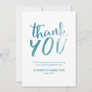 Blauw Aquarel Modern Schrift Afstudeer Dankjewel Bedankkaart
