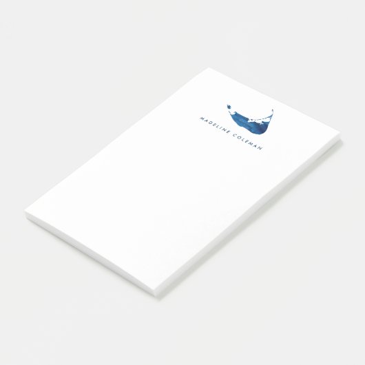 Blauw aquarel Nantucket eiland kaart monogram Post-it® Notes (Schuin)