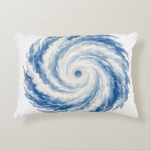 Blauw Aquarel Oceaan Storm Werveling – Abstract Na Accent Kussen